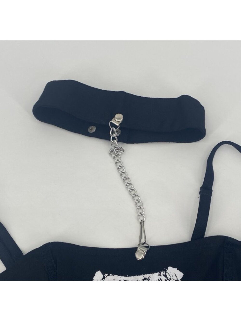 lip service Size M Black Corset Skeleton Grunge With Choker Necklace Y2K Goth - Picture 11 of 15